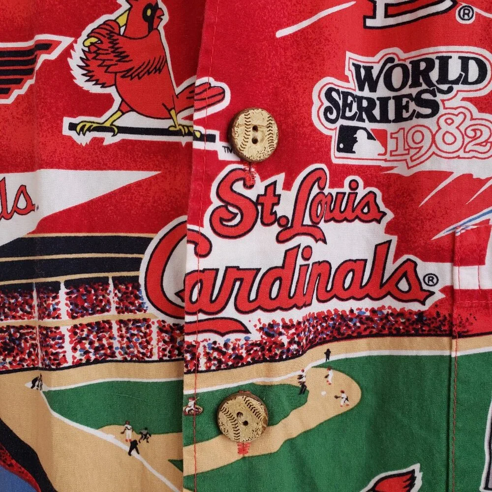 Reyn Spooner St Louis Cardinals World Series 1982 Hawaiian style Shirt Mens XL